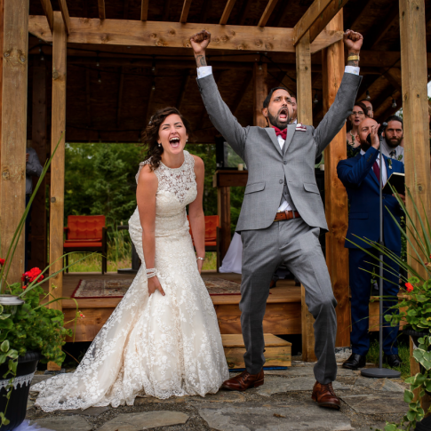 bride and groom celebrating at a halifax music festival wedding